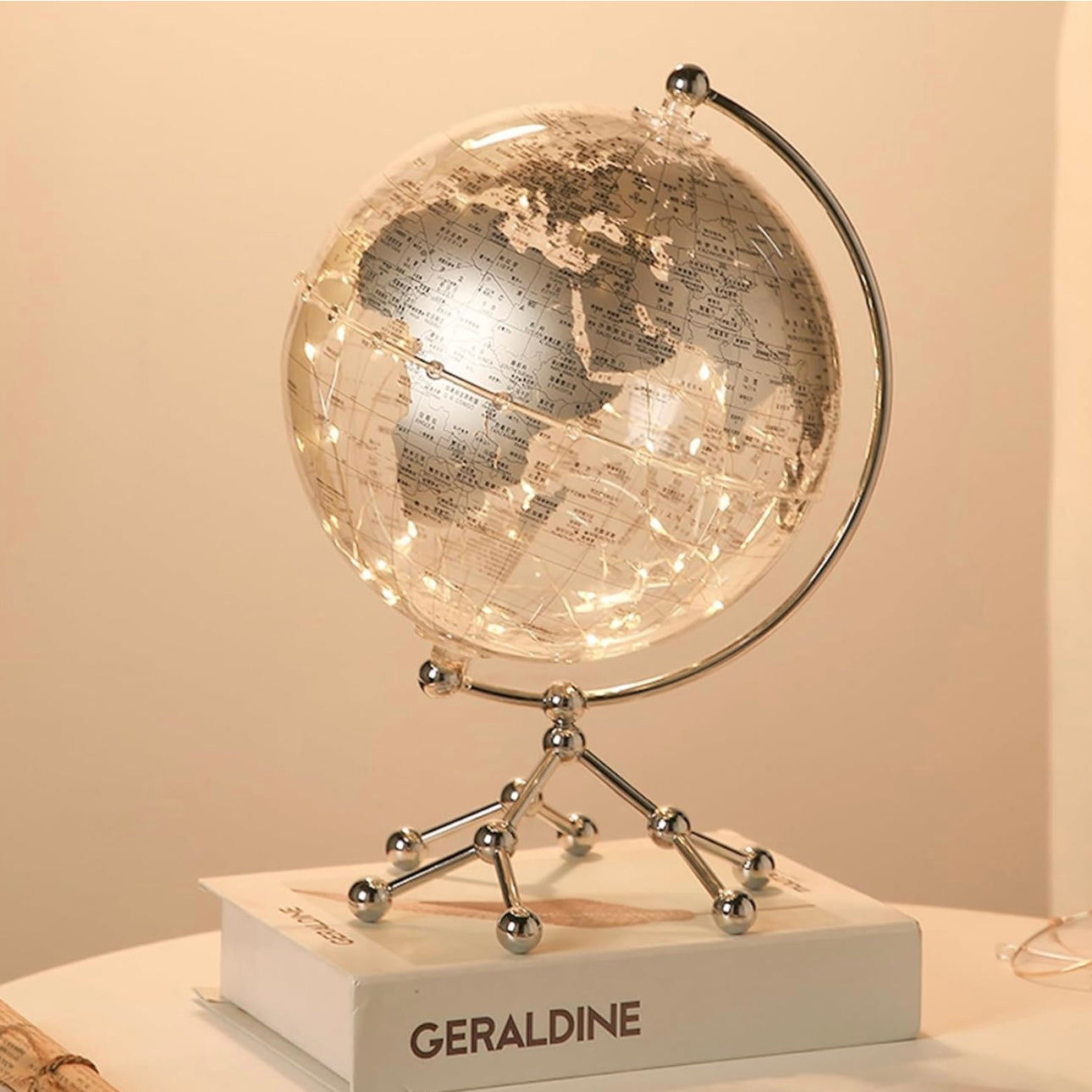 Globo terráqueo transparente con luz 20 cm de diámetro