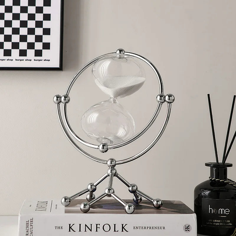 Reloj de arena con base metálica