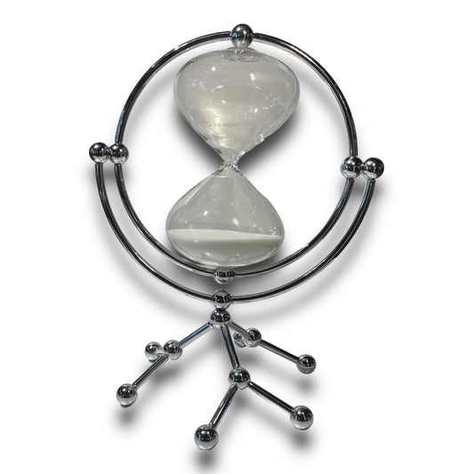 Reloj de arena con base metálica