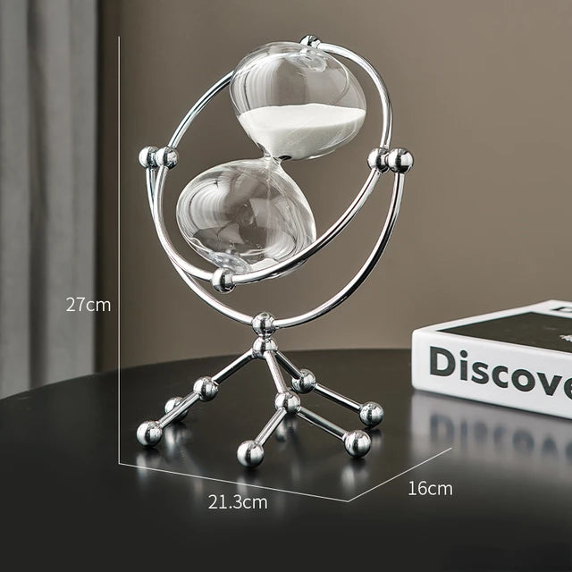 Reloj de arena con base metálica