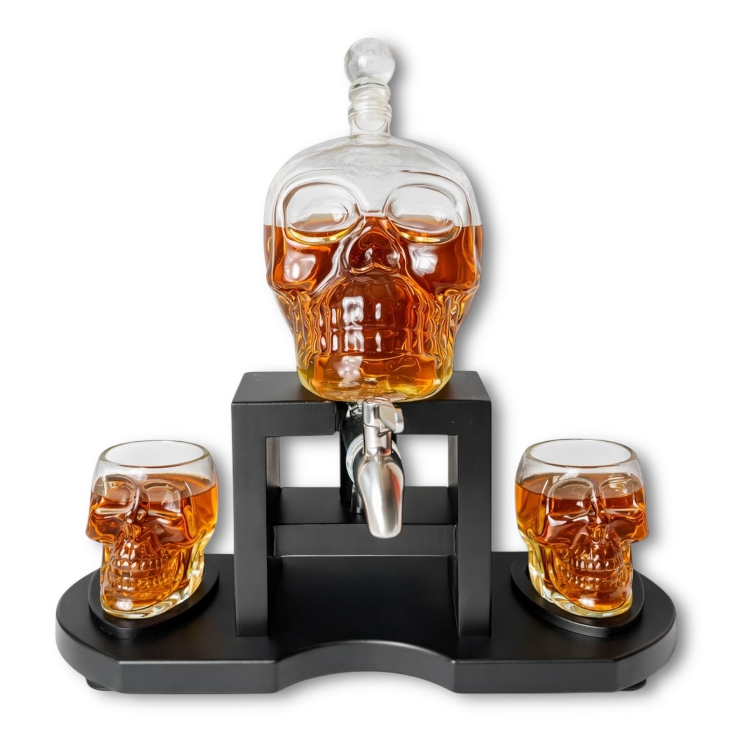 Licorera dispensador calavera cristal x2