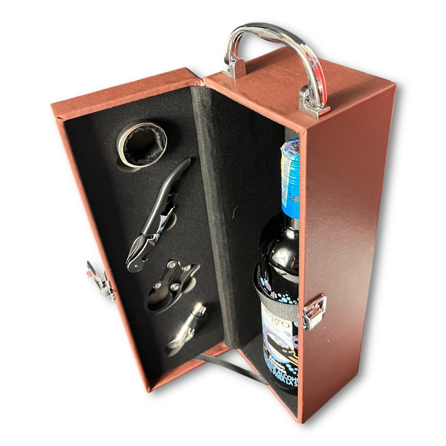 Caja para vino con manija x 4