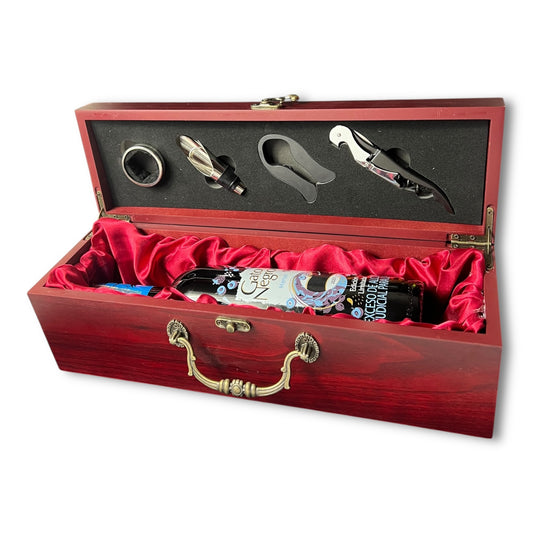 Caja de madera para vino x 4