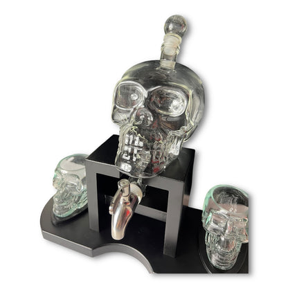 Licorera dispensador calavera cristal x2