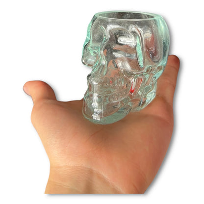 Licorera dispensador calavera cristal x2