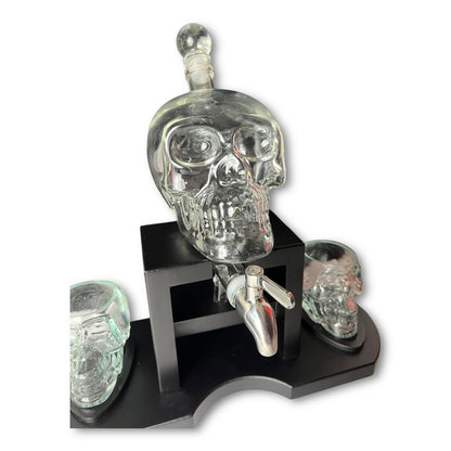 Licorera dispensador calavera cristal x2