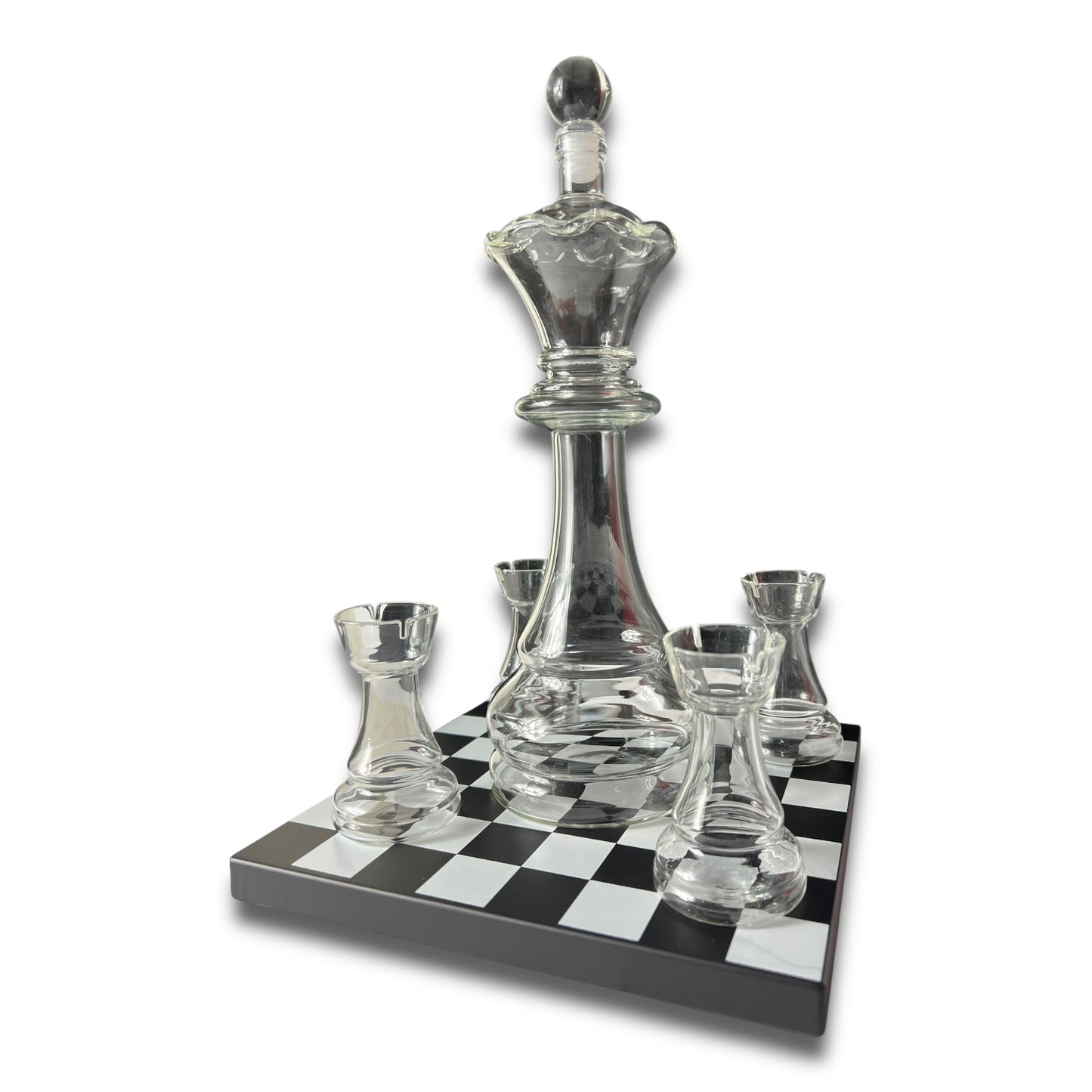Licorera ajedrez cristal x 4