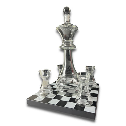 Licorera ajedrez cristal x 4